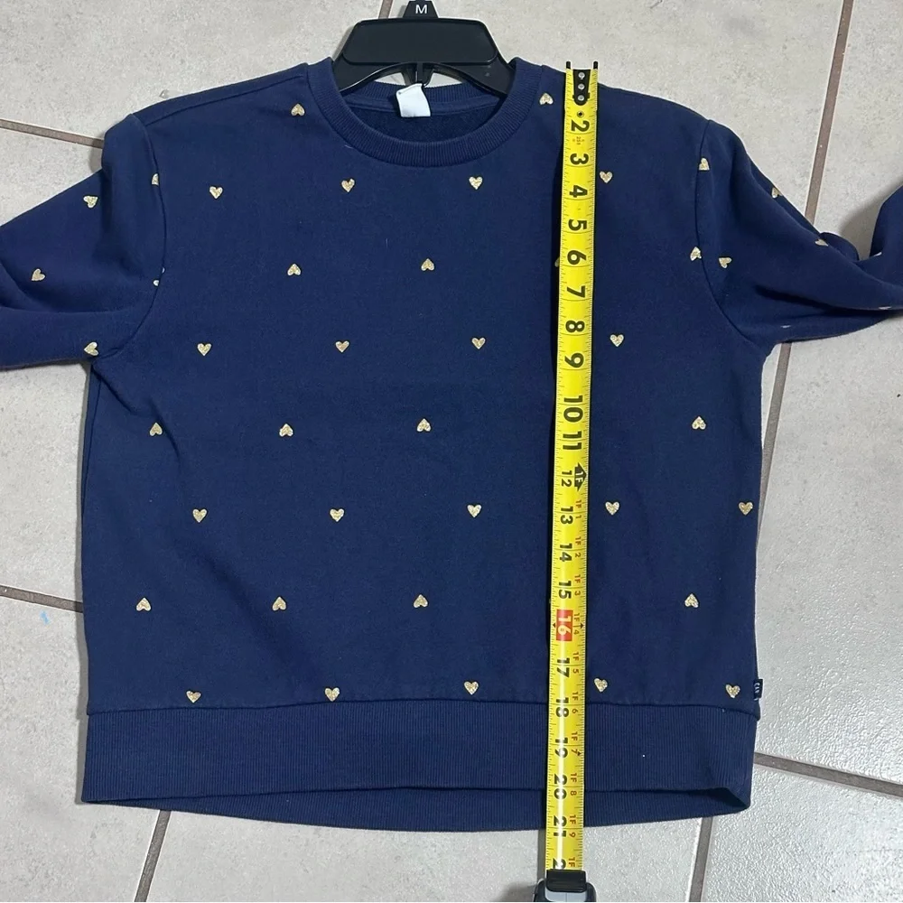 GAP Kids‎ Girls Navy Blue Pullover Gold Heart Sweater Crewneck size XL(14/16)